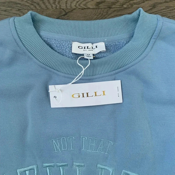 Gilli Not That Athletic Club Embroidered Sweatshirt - Size‎ M - Blue - NWT - Picture 11 of 11